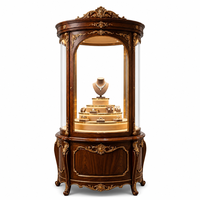 Vitrine à bijoux vintage verticale avec éclairage LED pour musée, magasin de détail et bijouterie