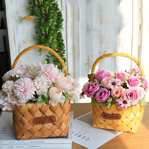 Handmade Rattan Woven <b>Basket</b> With Tassels Round Flower Pot For Home Decor - Product Image 3