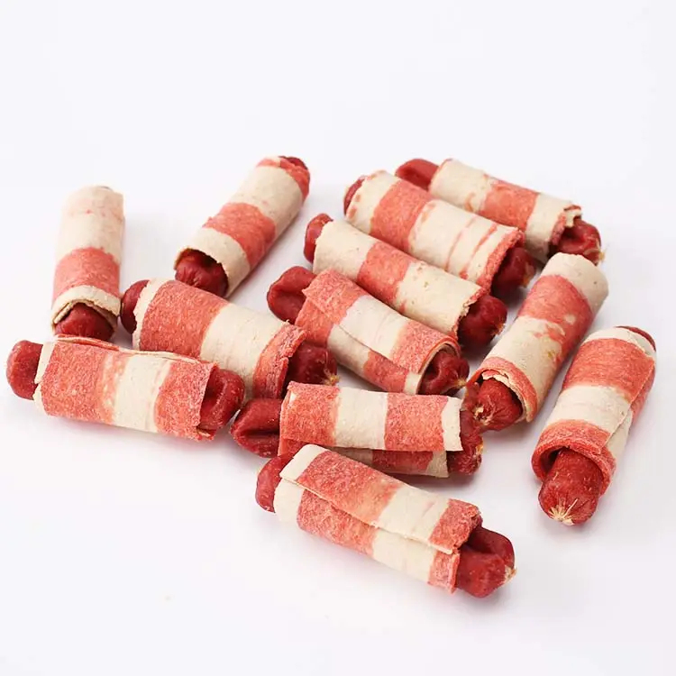 New arrival OEM all natural dog treats factory wholesale pet treats snack ham sausage bacon for dog