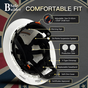 خوذة أمان كاملة الحافة للبناء مصنوعة من البولي إيثيلين عالي الكثافة مع تهوية وحماية من الشمس بنمط ألياف الكربون معتمدة للعمل الصناعي - Product Image 6