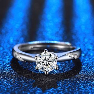 Bague de mariage plaquée argent pour femme, bague de fiançailles avec diamant imitation moissanite, bague en zircon - Product Image 2
