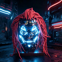 Masque de clown LED science-fiction avec dreadlocks synthétiques, masque intégral pour Halloween, rave, carnaval et performance