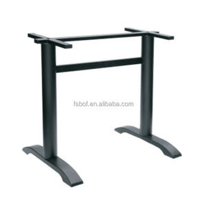 Sağlam Siyah 2 Ayaklı Masa Kaidesi Çapraz Çubuklu - Ticari Uzun Yemek/Konferans Masaları için Kavisli Taban - Product Image 1