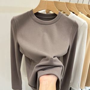 All'ingrosso taglie forti t-shirt da <span class=keywords><strong>donna</strong></span> a maniche lunghe in pile di velluto magliette invernali da <span class=keywords><strong>donna</strong></span> in <span class=keywords><strong>cotone</strong></span> - Product Image 4