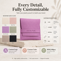 Pochette carrée à rabat en microfibre suédée rose mauve avec logo personnalisé en relief, emballage de luxe pour bijoux, boucles d'oreilles, bagues, cadeaux