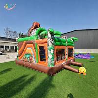 Château gonflable commercial avec toboggan et structure d'adventure dinosaure en PVC pour location événementielle