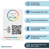 Langlebige PVC NFC RFID Visitenkarten Google Bewertungen Mobile Zahlungsanwendungen für Restaurant Hotel Einzelhandel
