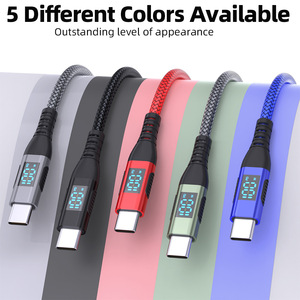 Câble USB C vers Type C tressé en nylon avec affichage numérique 3A 5A 60W 100W, câble rapide pour iPhone iPad <span class=keywords><strong>Samsung</strong></span> - Product Image 2