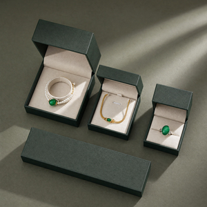Zebopak Dark Green Bangle Box Set with Necklace <b>Ring</b> Bracelet Pendant Jewellery Box <b>Storage</b> Case Gift Packaging Factory - Product Image 1