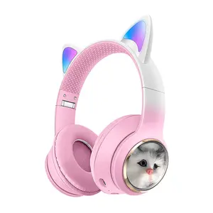 2024 keluaran baru headset gaming nirkabel stereo RGB BT5.3 headphone kucing TF/USB/ FM/AUX3.5
