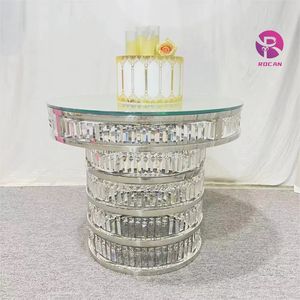 サイベレ クリスタルケーキテーブル ラウンド ホワイトガラストップ ゴールドメタルペンダント付き ウェディングパーティーイベント用吊り下げテーブル - Product Image 6