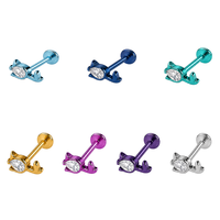 Bijoux HGC, Piercing de nez en titane G23 ASTM F136, Anneau labret sans filetage queue de chat, Clous d'oreille à dos plat pour femmes