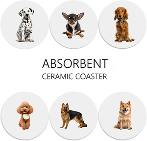 Uv in ấn sang trọng thân thiện với môi vật nuôi diatomaceous đá cup Coaster Set chủ thấm uống đế lót ly dễ thương Thanh ăn uống - Product Image 5