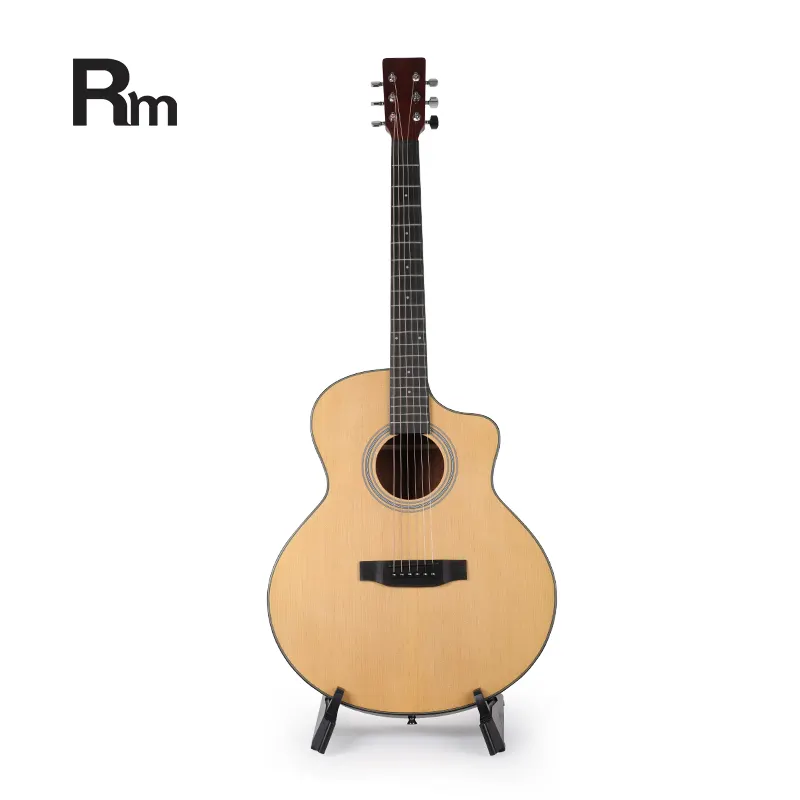 Zy-Ptd01 Rm Rainbow Hot-Selling Spruce Top Acoustic Plywood Body Bass 4 Strings Cutway Dreadnought Acoustic Guitar Made In China