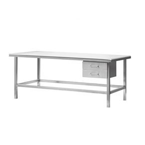 Ensemble table et banc en acier inoxydable de qualité commerciale, base rectangulaire antidérapante, mobilier de salle à manger en métal facile à nettoyer - Product Image 3