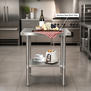 Banco da Lavoro Commerciale in Acciaio Inox 304/201, Finitura Opaca Spazzolata, Capacità di Carico 300kg/m, per Aree di Preparazione Alimenti e Cucine Commerciali - Product Image 5
