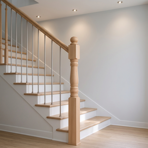 Kit de fixation moderne pour poteau d'escalier en bois de chêne, balustre en acier inoxydable et main courante, personnalisé pour la rénovation de la maison, vente en gros - Product Image 1