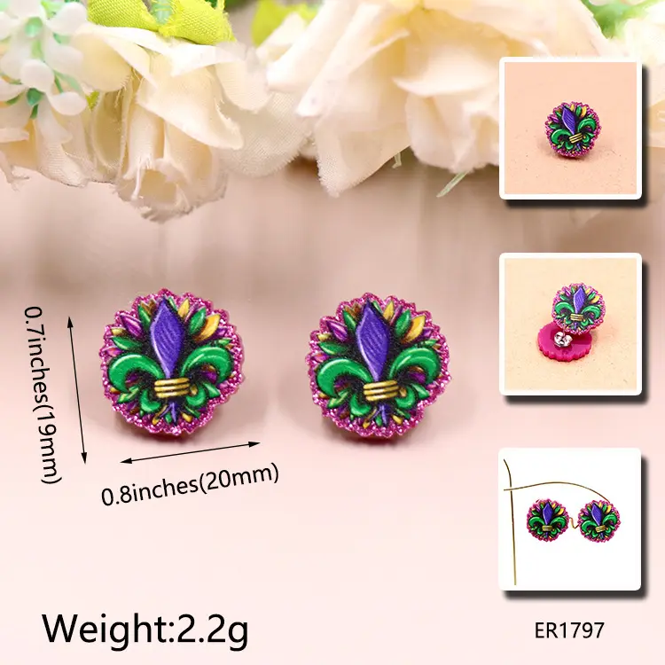 European and American Carnival Tricolor Iris Earrings Fashion Acrylic Earrings Women's Jewelry