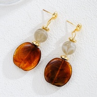 Boucles d'oreilles pendantes effet écaille de tortue pour femme, style vintage bohème, perles en résine, longues, pour la plage, les vacances et les soirées