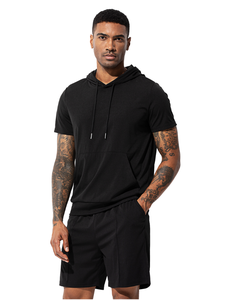 Conjunto de Pantalones Cortos Deportivos Casuales para Hombre, Estilo Europeo, Transpirables, Ligeros, con Cintura Elástica, Manga Corta, Verano, 100% - Product Image 1