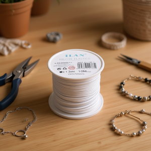 Il cordoncino elastico da 1,2 mm, 10 m, bianco, per la creazione di gioielli - Product Image 3