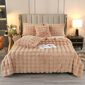 Couverture tricotée en fausse fourrure épaissie de luxe couverture de <span class=keywords><strong>canapé</strong></span> de couleur unie couvre-lit lits d'hiver - Product Image 6