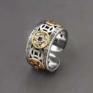 <span class=keywords><strong>Anillo</strong></span> de <span class=keywords><strong>Pixiu</strong></span> <span class=keywords><strong>Feng</strong></span> <span class=keywords><strong>Shui</strong></span> chino para mujer y hombre, anillos ajustables con monedas de cobre chapadas en plata, amuleto de la riqueza, joyería de la suerte, regalo de cumpleaños - Product Image 1