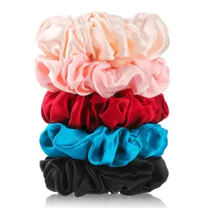 22mm Pure Silk Hair Scrunchies for Frizz & Breakage Prevention 100% Mulberry Silk Hair Ties Elastic Silk Ponytail Holders