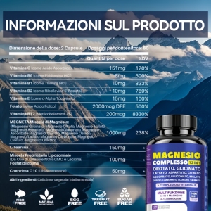Capsules de magnésium complexe 12-en-1 à marque privée, magnésium à absorption élevée avec supplément de complexe de vitamines B - Product Image 3