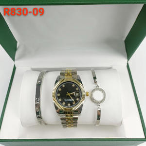 Set de Reloj de Cuarzo de Tres Piezas Geneva Serie Diary de 36 mm con Correa Luminosa de Acero Inoxidable y Ancho de Banda de 24 mm al por Mayor - Product Image 2