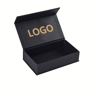 Custom Black Rigid Cardboard Gift Packaging Box Magnet Closure Handle Glossy Matt Lamination Options for Cosmetic Gift Packaging - Product Image 6