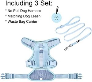 Harnais pour chien respirant et doux, anti-traction, à clip frontal, réglable, rembourré, ensemble de luxe pour bouledogue français - Product Image 3