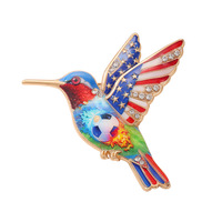 Épinglette Colibri - Épinglette à thème football pour la Fête de l'Indépendance américaine - Accessoire de costume, broche animale en strass