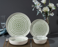 Service de table en porcelaine fine 24 pièces / Ensemble d'assiettes / Service de dîner pour 6 personnes avec décalcomanie à impression numérique