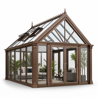 Serre autoportante à toit en pente avec stores motorisés intégrés pour jardin d'hiver, villa, patio, pavillon