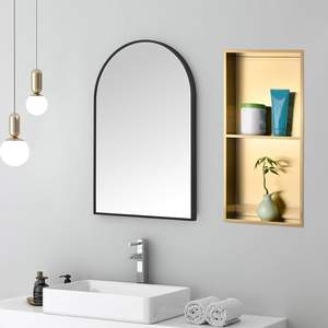 <span class=keywords><strong>Niche</strong></span> <span class=keywords><strong>de</strong></span> douche double en acier inoxydable robuste 12''x24'' à encastrer, finition or brossé, sans carrelage nécessaire - Product Image 3