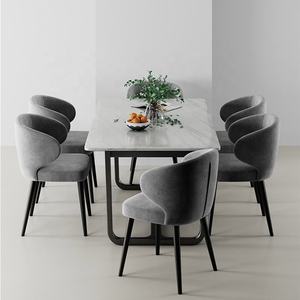 <span class=keywords><strong>Chaise</strong></span> de salle à manger en tissu doux <span class=keywords><strong>gris</strong></span> foncé moderne sur mesure, design de <span class=keywords><strong>chaise</strong></span> à oreilles, velours suédé pour hôtel, cuisine, restaurant - Product Image 4