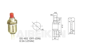 Interruptores de botón pulsador SPST de 2 pines momentáneos, <span class=keywords><strong>0.5A</strong></span>, 125VAC, Mini interruptor de botón eléctrico para coche, apagado-(encendido), 2 pines - Product Image 6