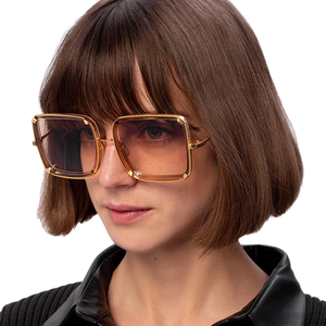 Custom Logo 2026 Fashion Retro Oversized <b>Sun</b> Glasses UV400 <b>Shades</b> Metal Square Frame Sunglasses for Women - Product Image 1