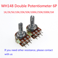 6P WH148 Double Potentiomètre B1K 2K 5K10K 20K 50K 100K 250K 500K 1M
