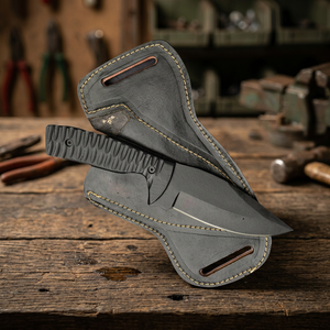 Couteau de chasse à lame fixe en acier inoxydable, lame à pointe tombante avec revêtement en poudre, manche en résine avec étui en cuir, couteau de survie pour l'extérieur - Product Image 4