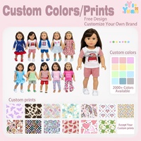 Tenue d'été personnalisée pour poupée de 18 pouces, 2 pièces : T-shirt à manches courtes et short à carreaux, tenue de jeu d'imitation pour enfants, vente en gros OEM