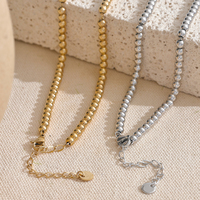 Collier artisanal JINYOU 3439 de haute qualité, plaqué or 18 carats PVD, perles rondes, résistant à l'eau, en acier inoxydable, bijou statement.