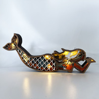 Offre Spéciale multi-couches noël en bois artisanat gravé sculpture Animal sirène licorne éclairage tenture murale Art Table décor