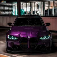 Film de protection de voiture en vinyle métallisé soyeux violet super brillant PET, pour carrosserie complète, couleur violet raisin, accessoires de voiture, résistant à l'usure