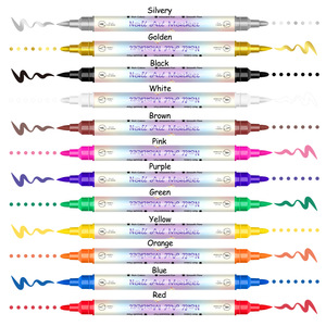 Set di Penne <span class=keywords><strong>per</strong></span> Nail Art 12 Colori, Doppia Punta Cancellabile ad Aria 0.5-5mm, Penne <span class=keywords><strong>per</strong></span> Smalto su Tessuto, <span class=keywords><strong>Pennarelli</strong></span> Acrilici 3D ad Asciugatura Rapida, Fai da Te - Product Image 5