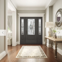 Verre décoratif sur mesure, esthétiquement plaisant à l'œil, avec un design encapsulé, intégré à une porte d'entrée en fibre de verre.