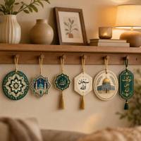 Pendentif de voiture en résine UV musulmane, ornements suspendus 3D en relief mosquée, lune et étoile, décoration murale pour la maison, souvenir du Ramadan, de l'Aïd, du Hajj et de l'Omra