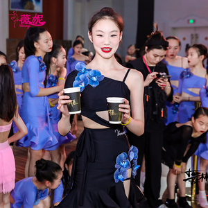 Bộ đồ tập luyện màu tím kiểu Vennystyle, váy nhảy Latin một dây dành cho nữ người lớn, bộ biểu diễn, trang phục sân khấu & khiêu vũ nữ - Product Image 5