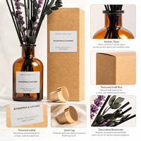 Diffuseur de parfum botanique à étiquette privée avec boîte cadeau texturée pour la décoration intérieure et la vente au détail